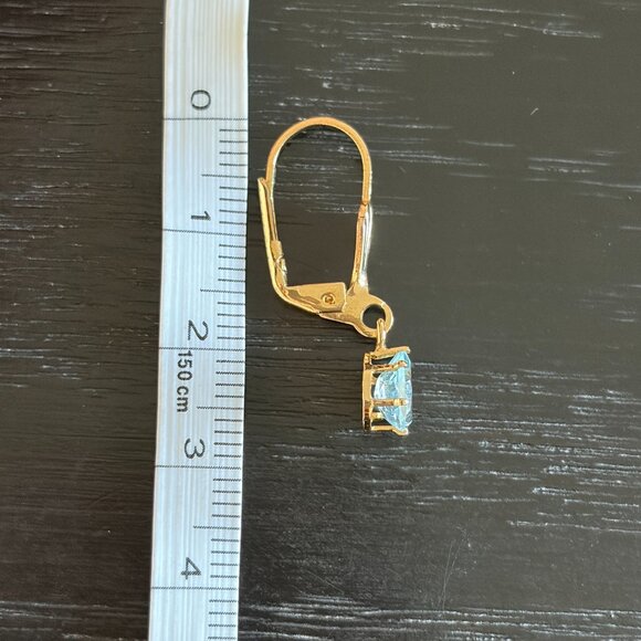 14k Aquamarine Vintage Drop Earrings - Picture 6 of 6